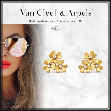 Van Cleef & Arpels Gioielleria Orecchino Oro Giallo Lucidatura Argento 925