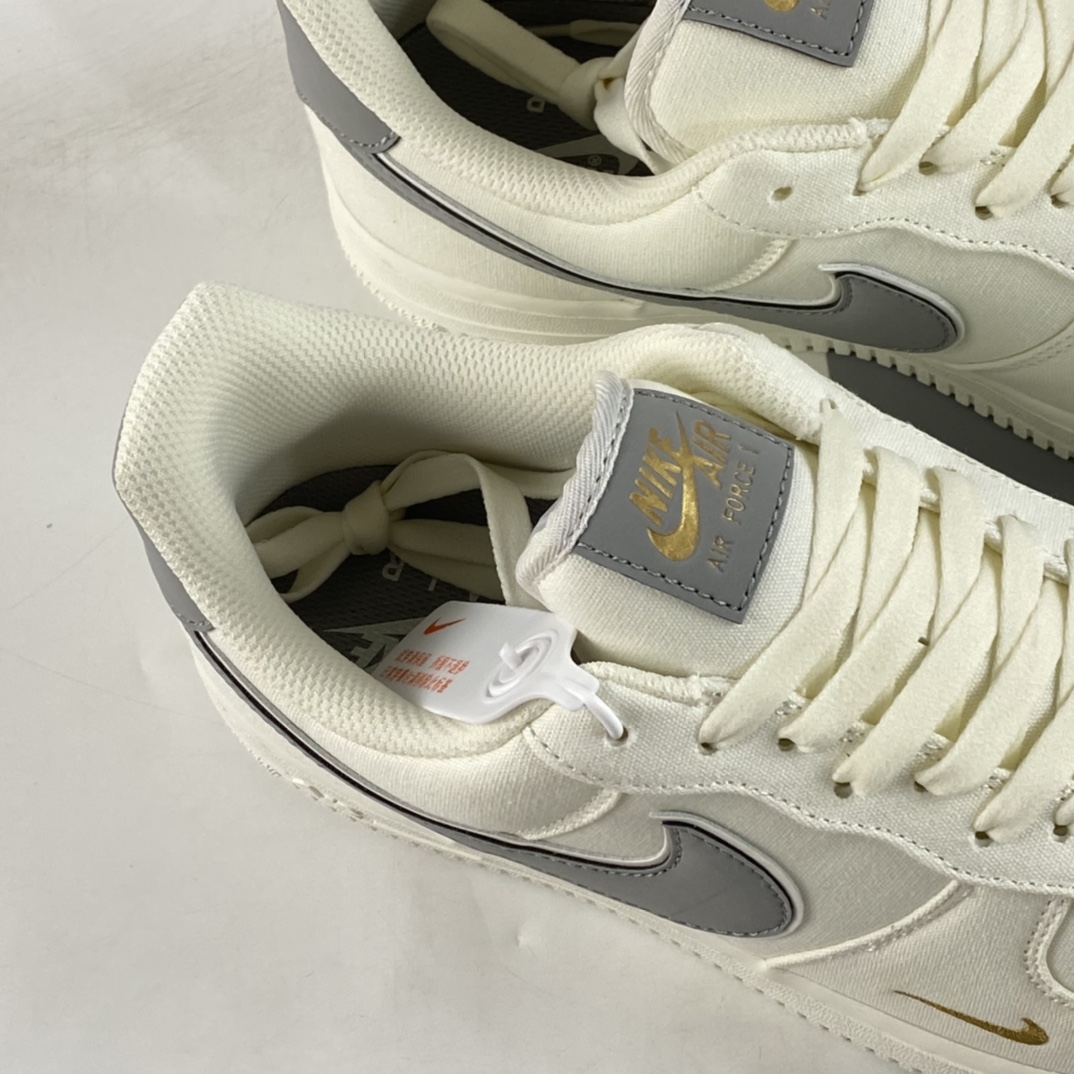 P220  Nike Air Force 1’07 Low 灰金布面 空军一号低帮休闲板鞋 MN5696-609
