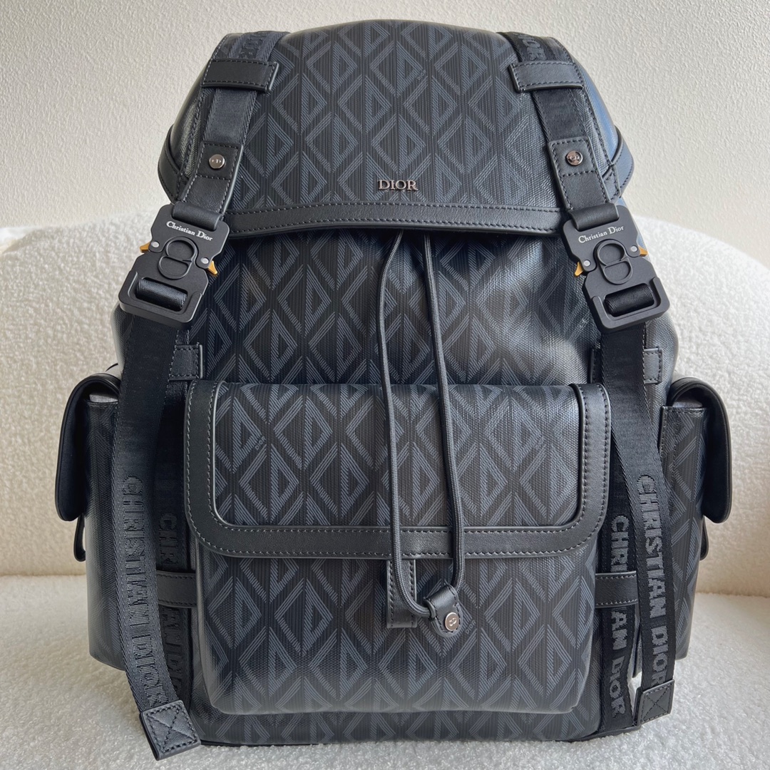 Dior Bags Backpack Black Canvas Cowhide Nylon Diamond Casual