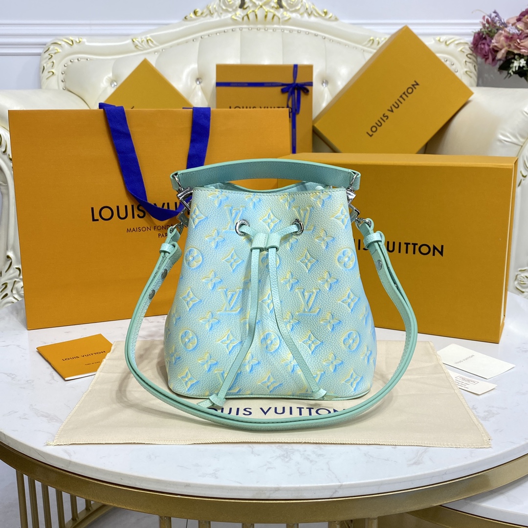 Buy Cheap
 Louis Vuitton LV NeoNoe Handbags Bucket Bags Blue Green Pink Empreinte​ M46174