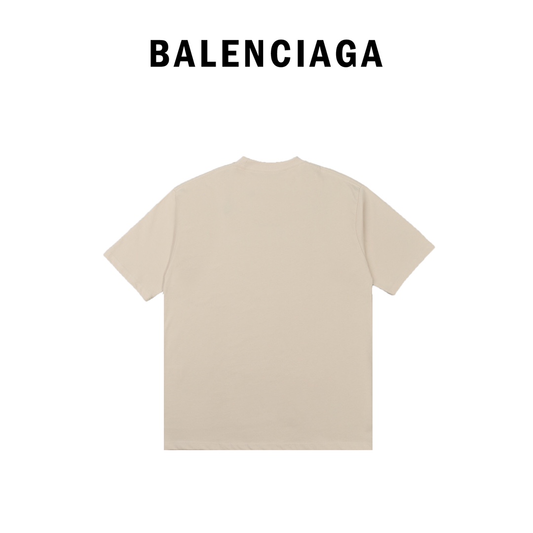 Balenclaga/巴黎世家短袖T恤男女款百搭推荐 Balenclaga BB巴黎世家厚面料宽松版型刺绣