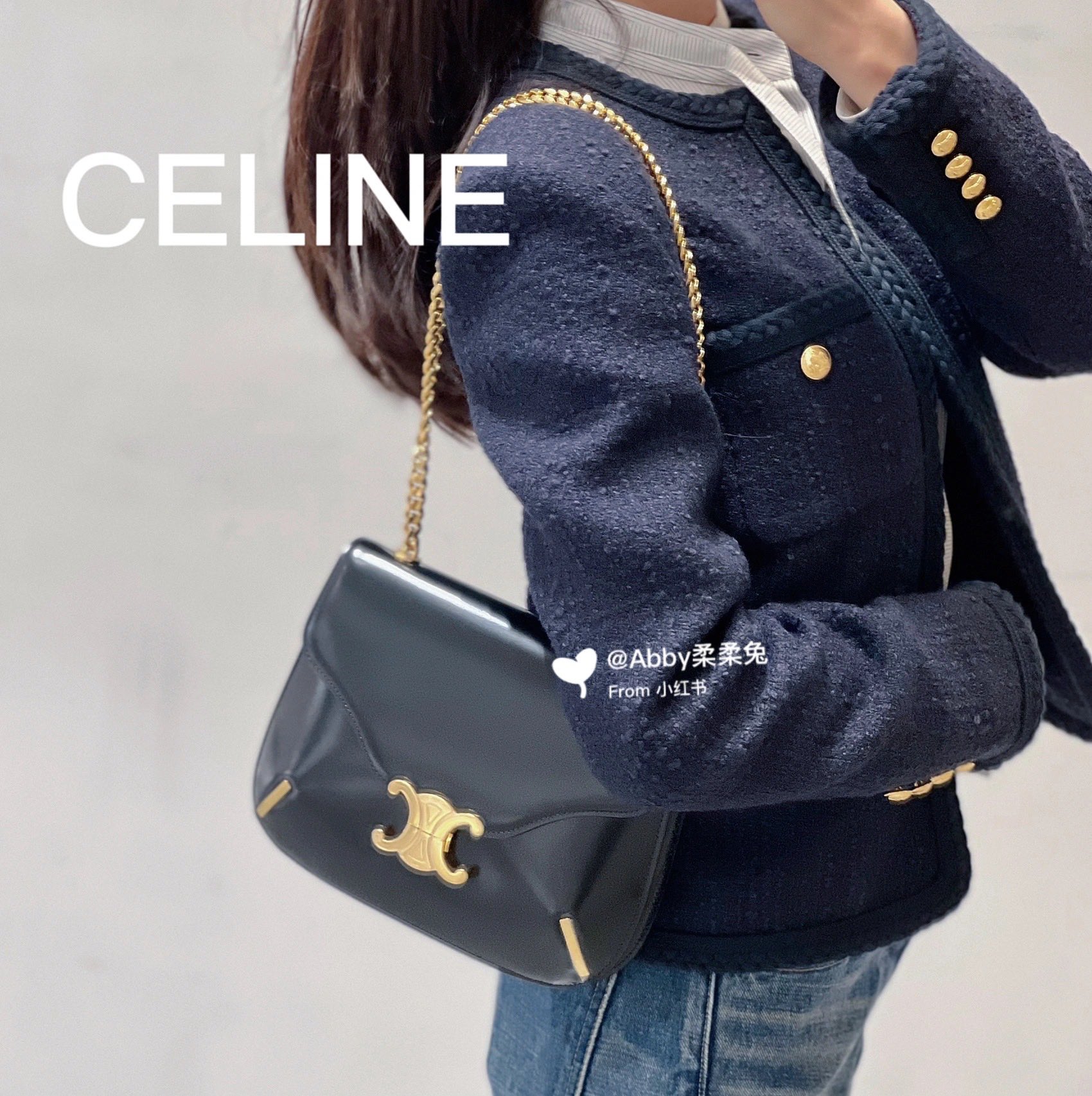 CELINE CHAIN BESACE TRIOMPHE 24.5CM BAG 199273黑色