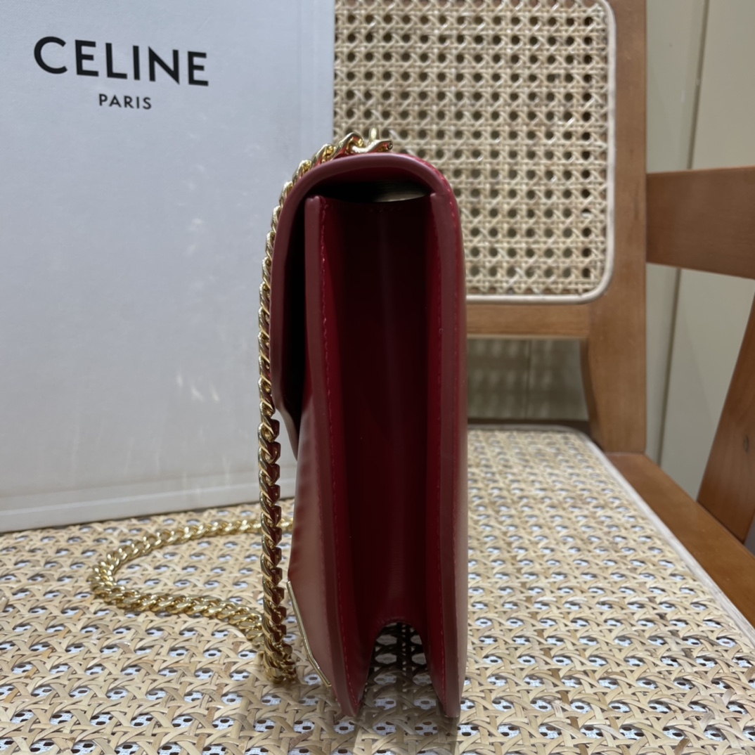 CELINE CHAIN BESACE TRIOMPHE 24.5CM BAG 199273深红色