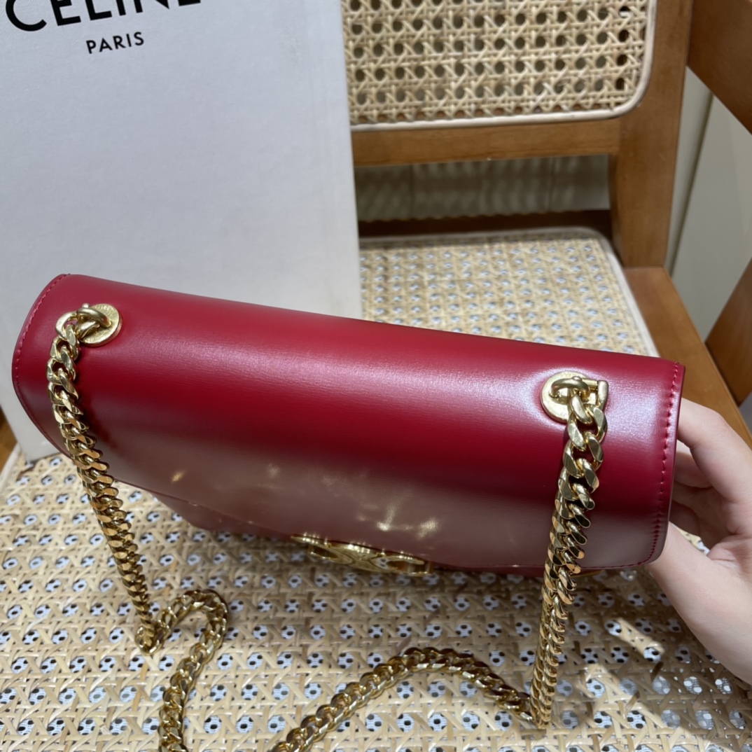 CELINE CHAIN BESACE TRIOMPHE 24.5CM BAG 199273深红色