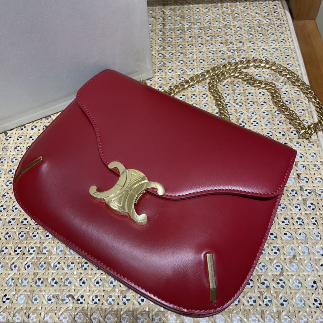 CELINE CHAIN BESACE TRIOMPHE 24.5CM BAG 199273深红色