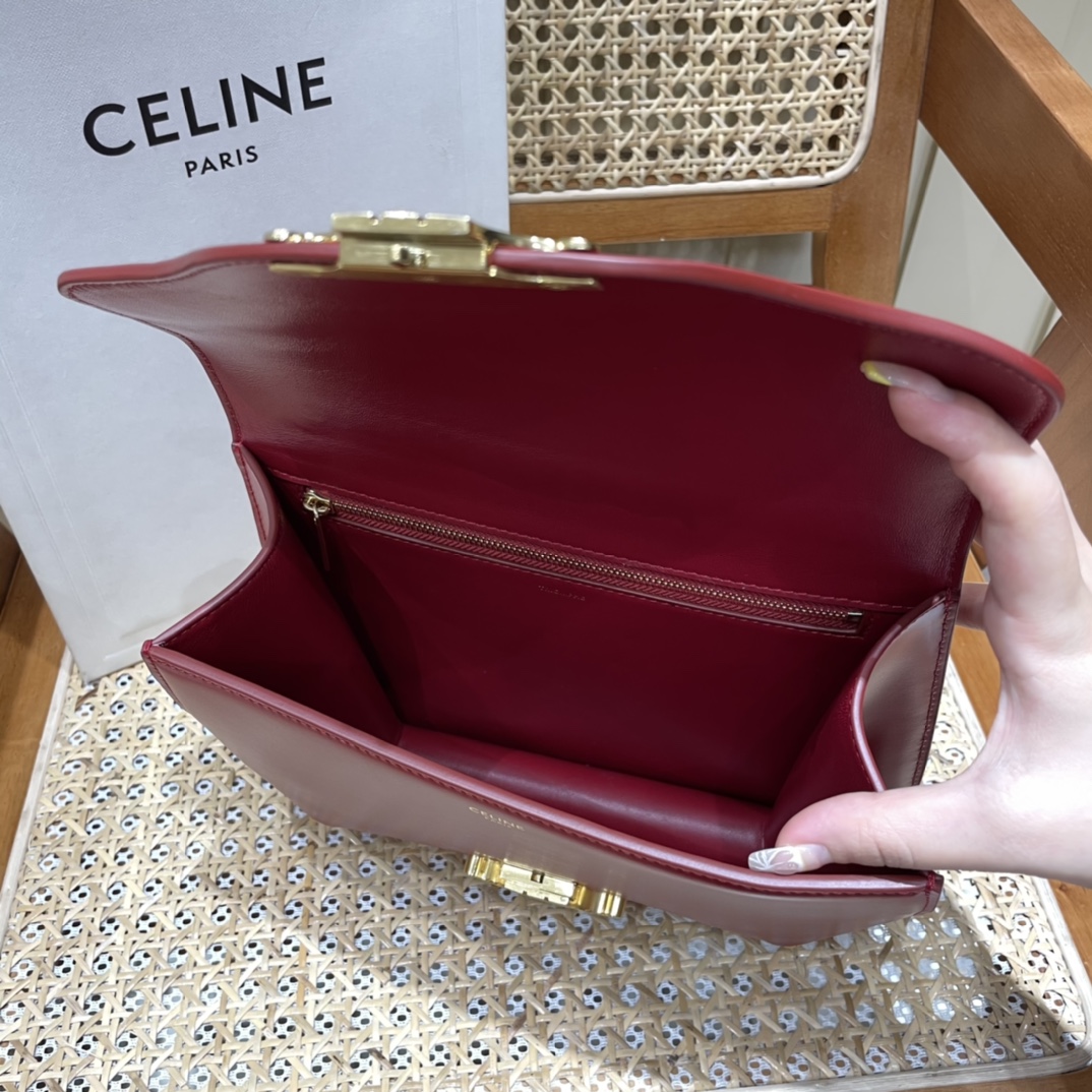 CELINE CHAIN BESACE TRIOMPHE 24.5CM BAG 199273深红色