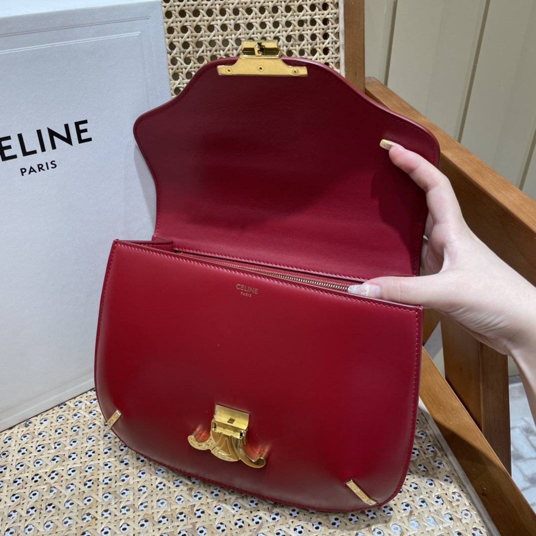 CELINE CHAIN BESACE TRIOMPHE 24.5CM BAG 199273深红色