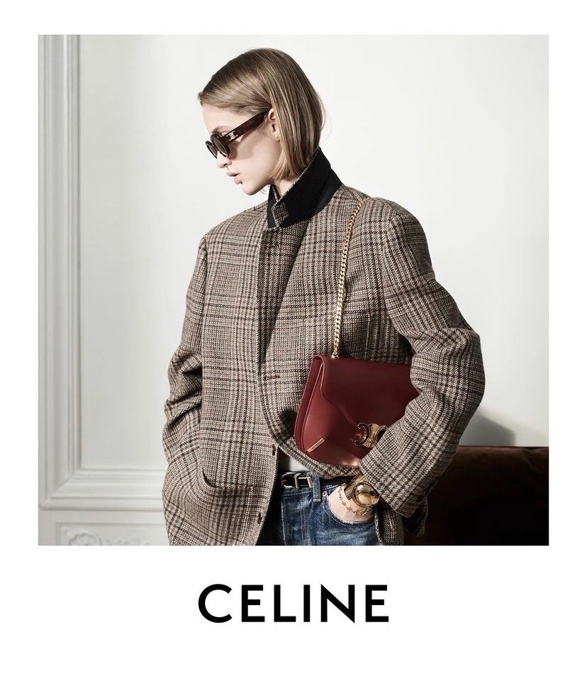 CELINE CHAIN BESACE TRIOMPHE 24.5CM BAG 199273深红色