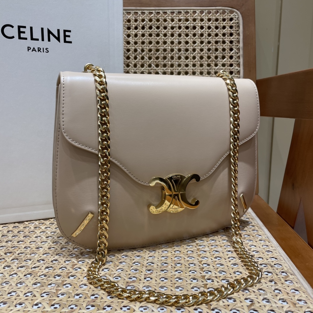 CELINE CHAIN BESACE TRIOMPHE 24.5CM BAG 199273裸色
