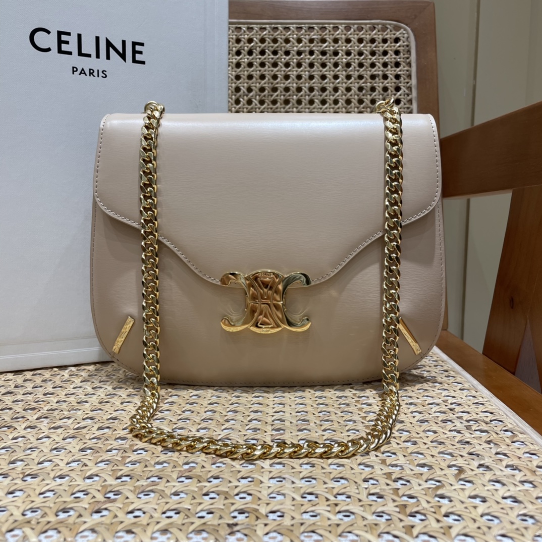 CELINE CHAIN BESACE TRIOMPHE 24.5CM BAG 199273裸色