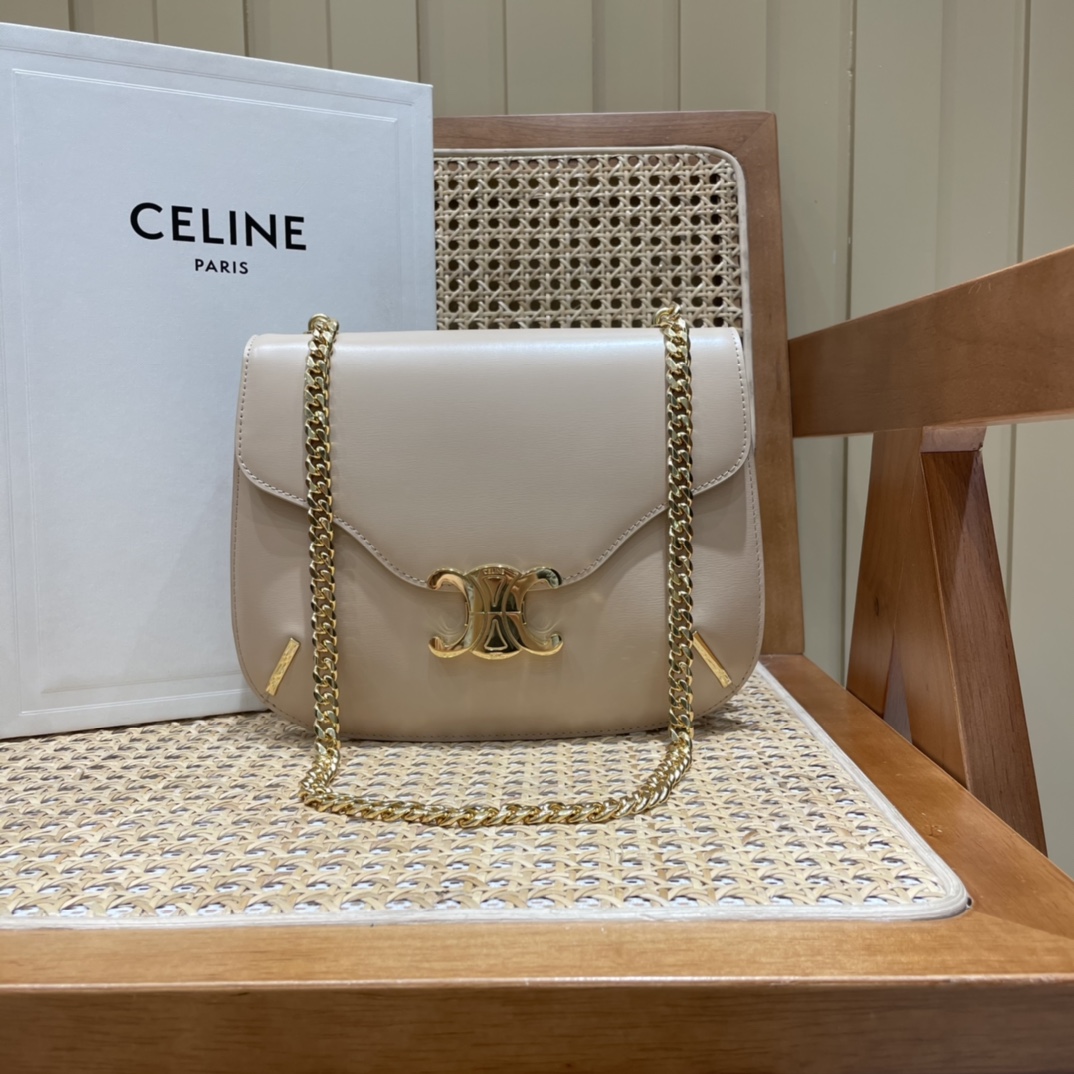 CELINE CHAIN BESACE TRIOMPHE 24.5CM BAG 199273裸色