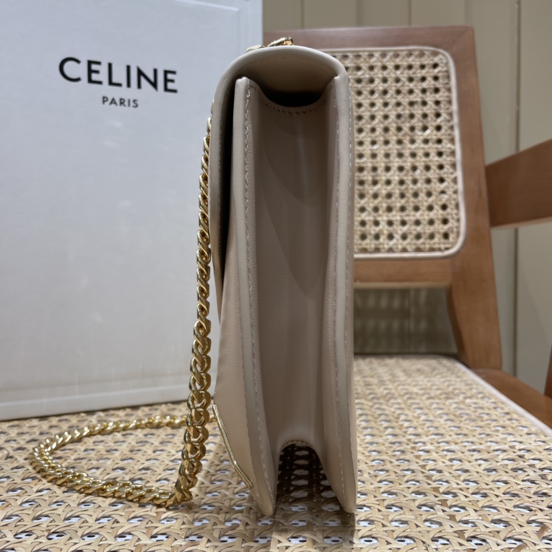 CELINE CHAIN BESACE TRIOMPHE 24.5CM BAG 199273裸色