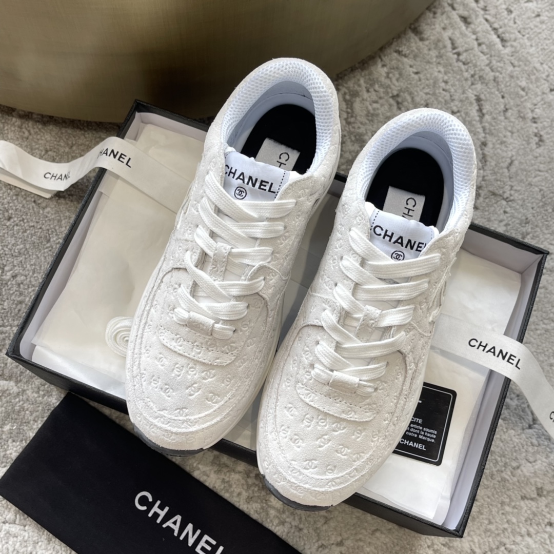 Кроссовки CHANEL, повседневные кроссовки, синхронный выпуск с официальным сайтом, стиль casual sport, матовая кожа