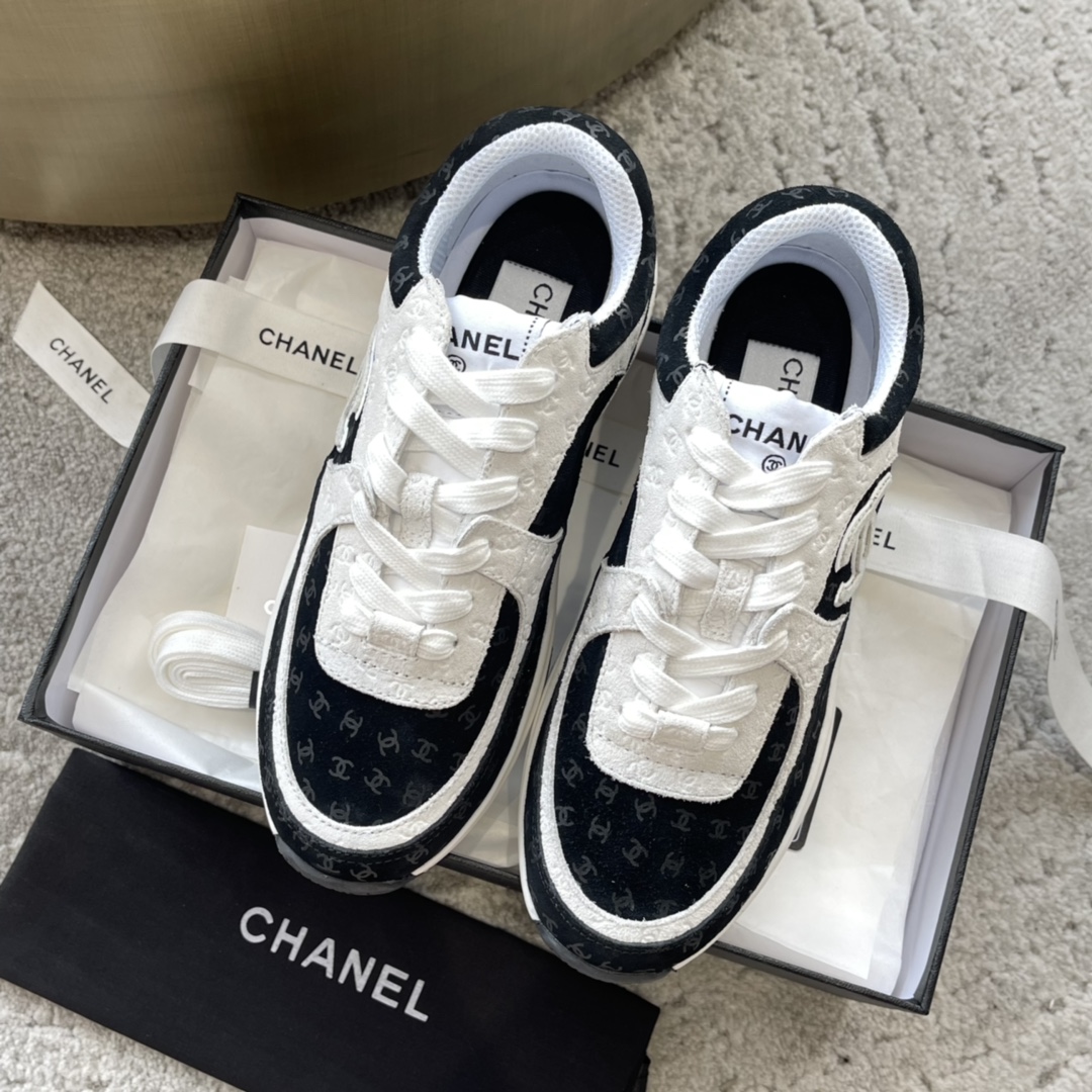 CHANEL кроссовки кежуальные синхронный выпуск с официальным сайтом кежуально-спортивный стиль матовая кожа