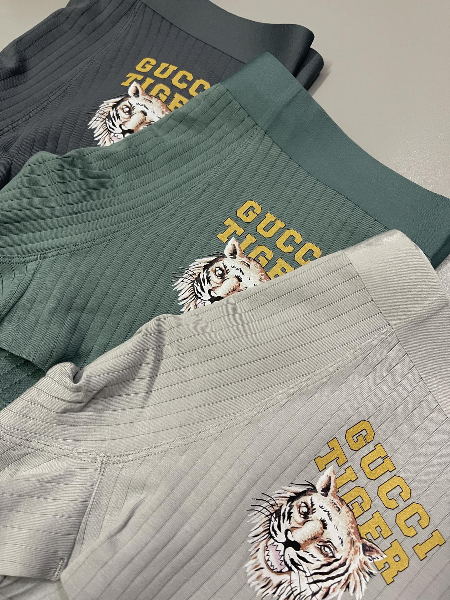  新品！原单品质！Gucci古奇 老虎精品盒装男士内裤！外贸国外订单，高品质，纯棉无痕切割工艺 科学配 