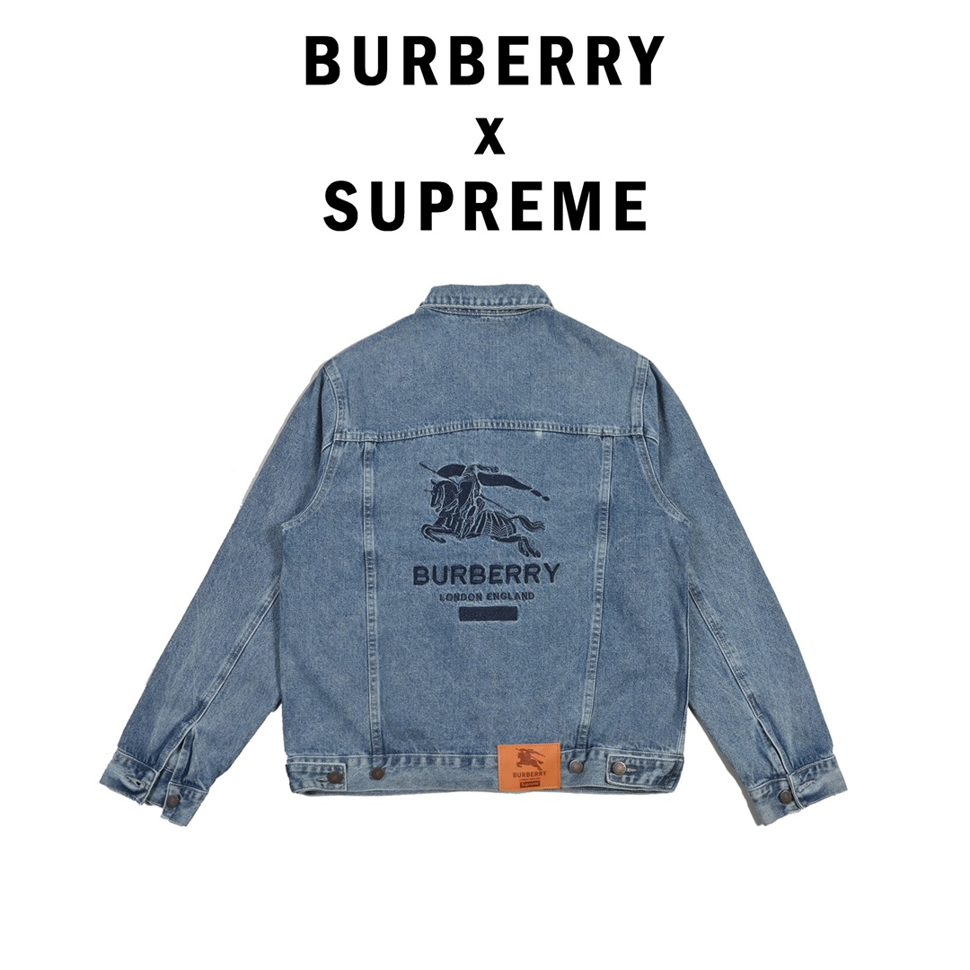 Burberry巴宝莉BBR X Supreme 22SS 联名款 战马刺绣牛仔外套