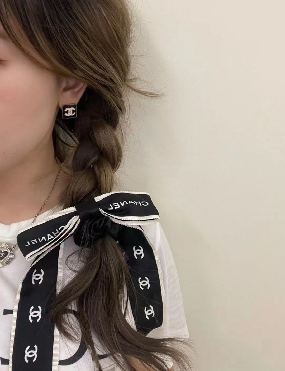 Chanel Chanel 白色方块黑色C//黑方块白C小号正方耳钉