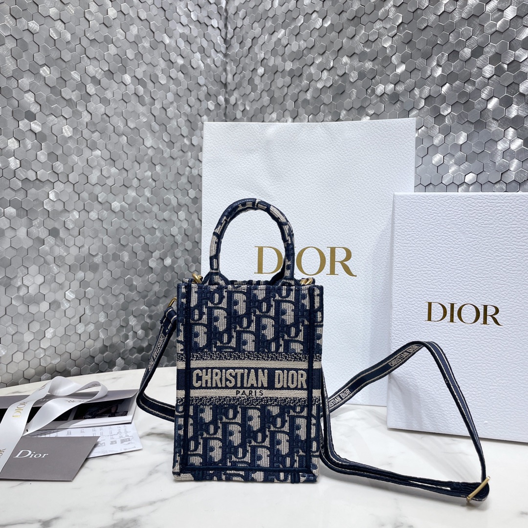 Dior Book Tote Handbags Tote Bags Embroidery Oblique Mini