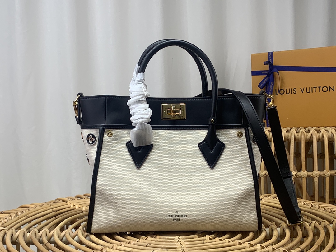 Louis Vuitton LV On My Side Bags Handbags Top Designer replica
 Black Embroidery Canvas Summer Collection m59842