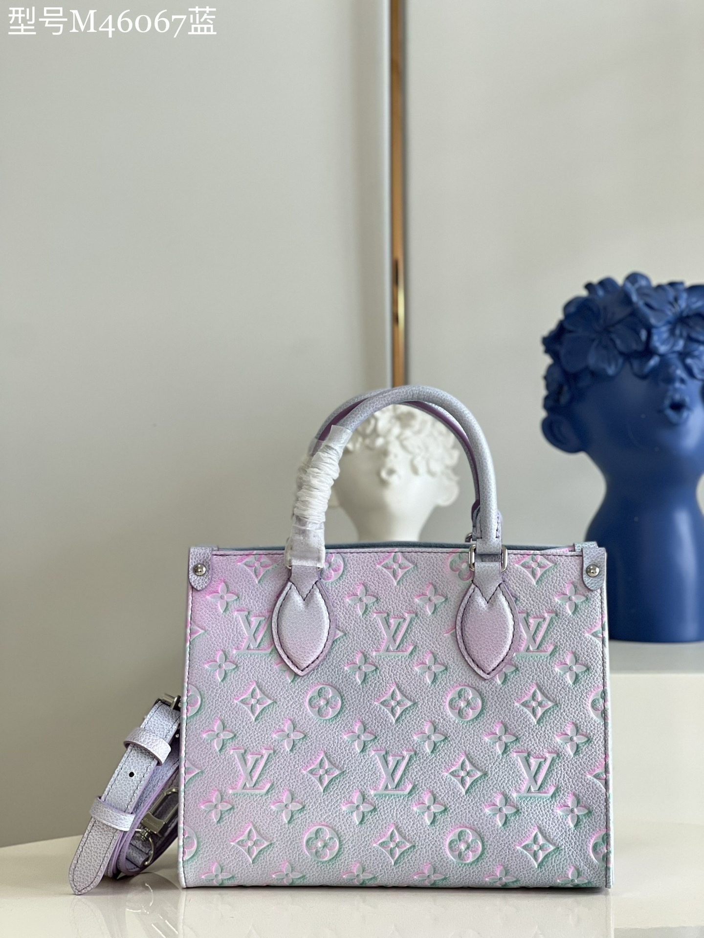 Louis Vuitton LV Onthego Handbags Tote Bags Blue Pink Empreinte​ Mini M46067