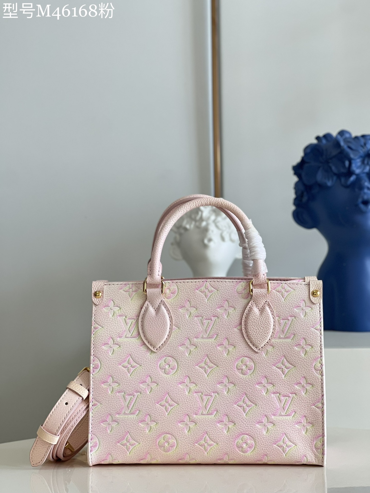 Louis Vuitton LV Onthego Handbags Tote Bags Pink Empreinte​ Mini M46168