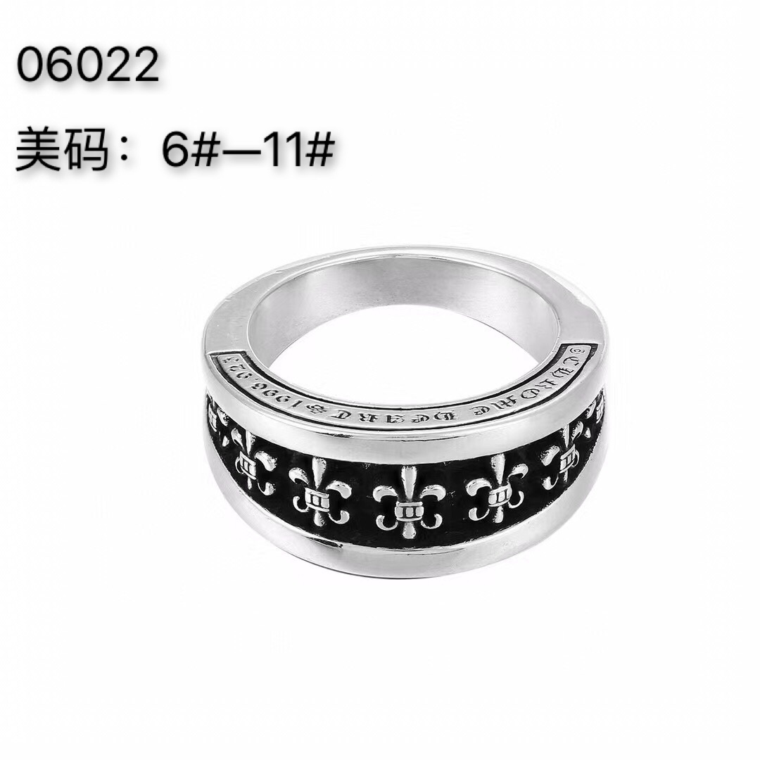 chromehearts 克罗心童军花大小边戒指❤ 男女指环 情侣对戒,嘻哈戒指 朋克戒指 摇滚潮流风格,复古元素 官网同款 4