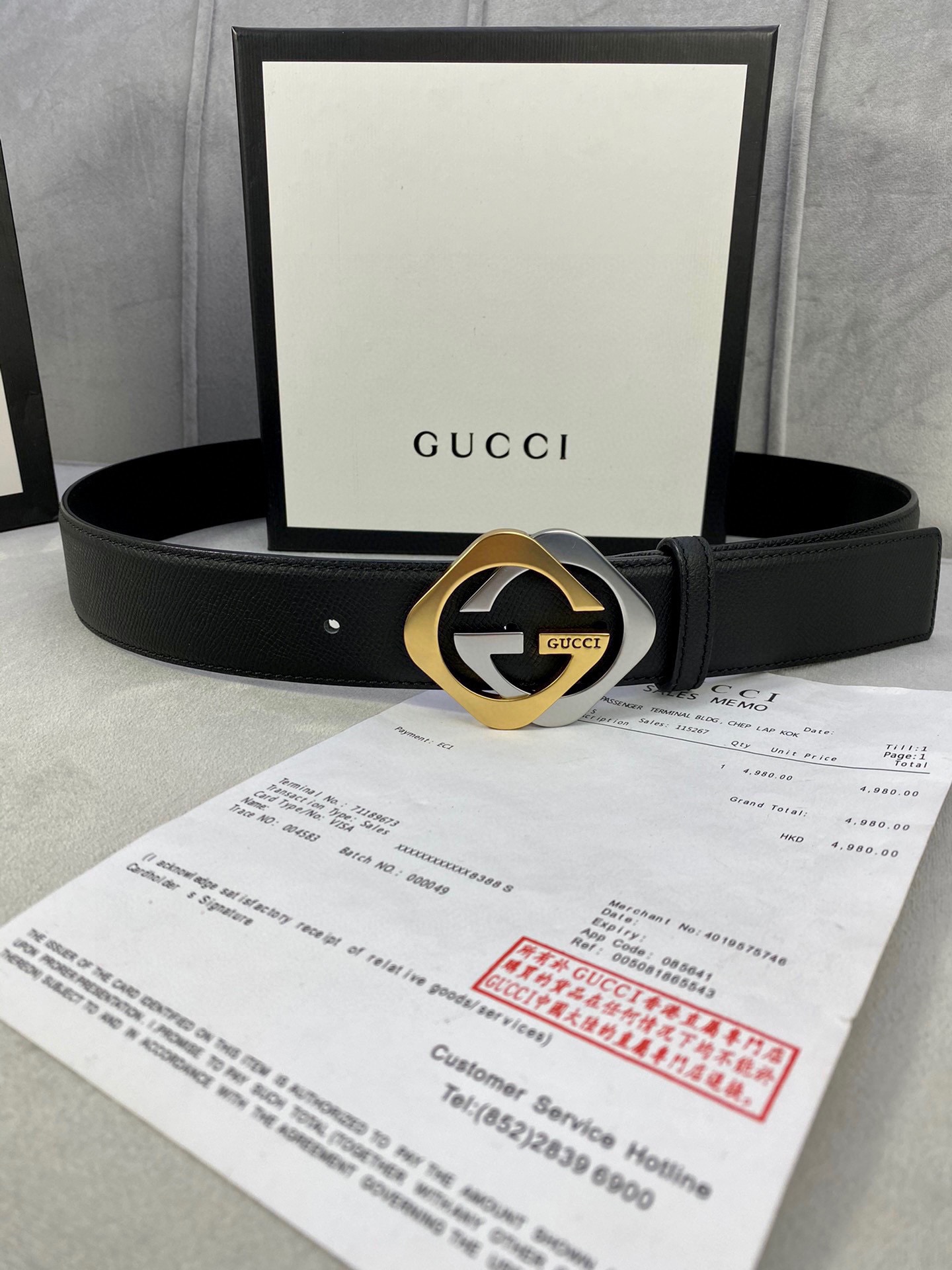 宽度4.0cmgucci互扣式双Gl