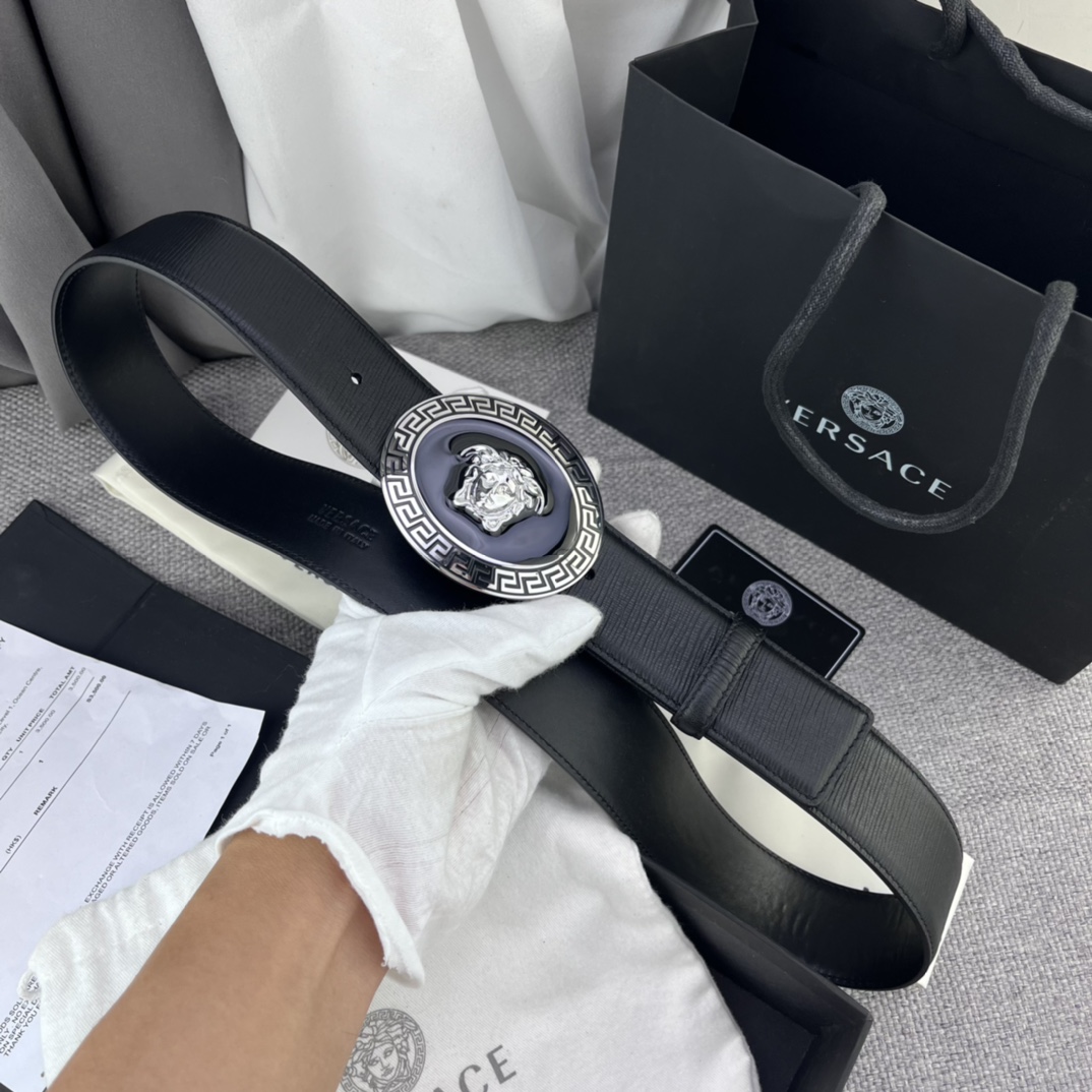 范思哲 宽4 0cm 原单进口头层牛皮 牙签纹