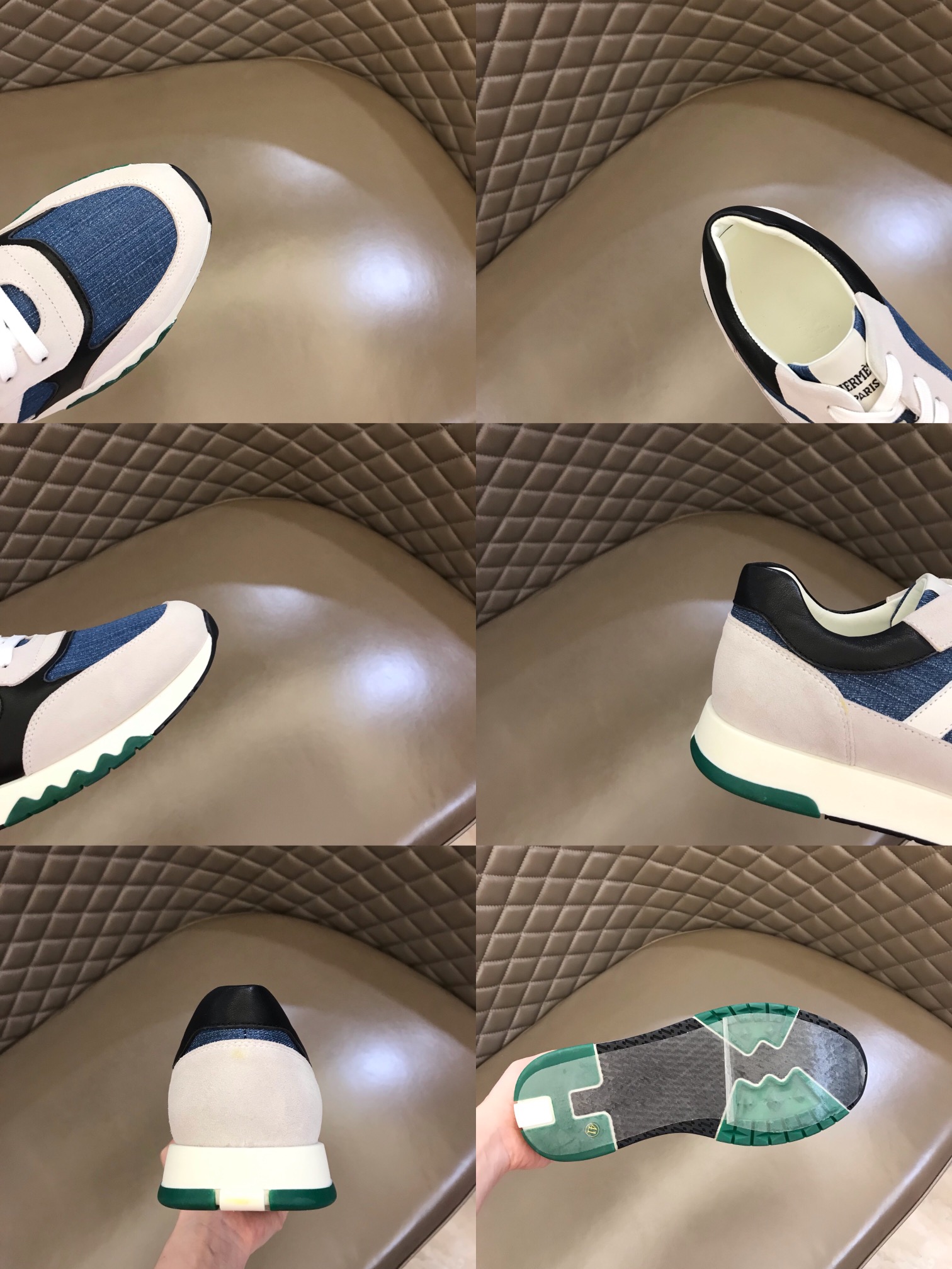 Hermes爱马仕   头层牛皮拼接多种舒适材质男士休闲运动鞋