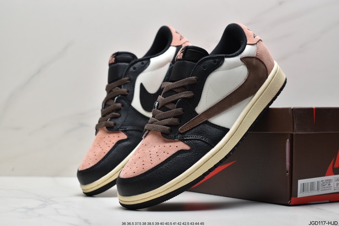 Travis Scott x Air Jordan AJ1 Low QX Barb TS Joint Low-Top Sneakers