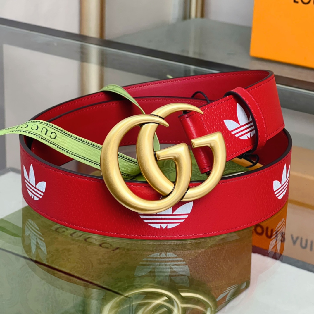 Adidas x Gucci Joint Series GG Marmont Belt with Trefoil Stamp - 图片 1