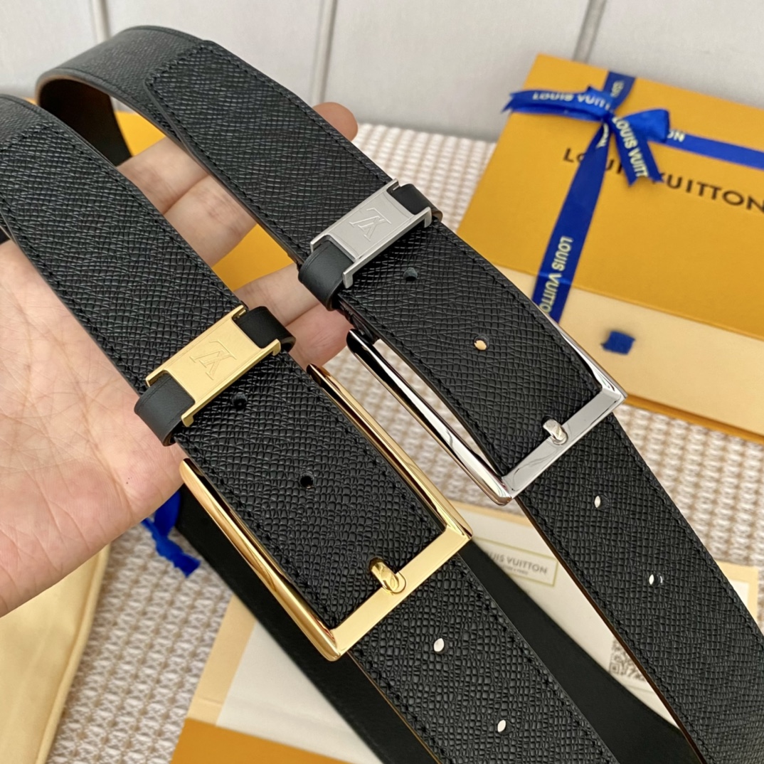 Louis Vuitton Belts Men Calfskin Cowhide