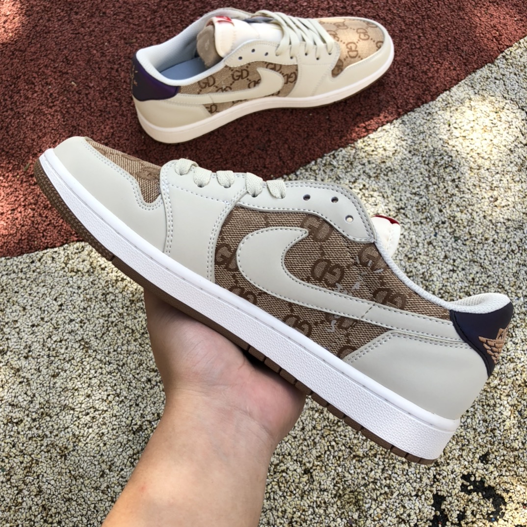 Travis Scott x Nike Air Jordan 1 x GUCCI Low AJ1 联名低帮板鞋TS 联名倒钩 DM7866-661