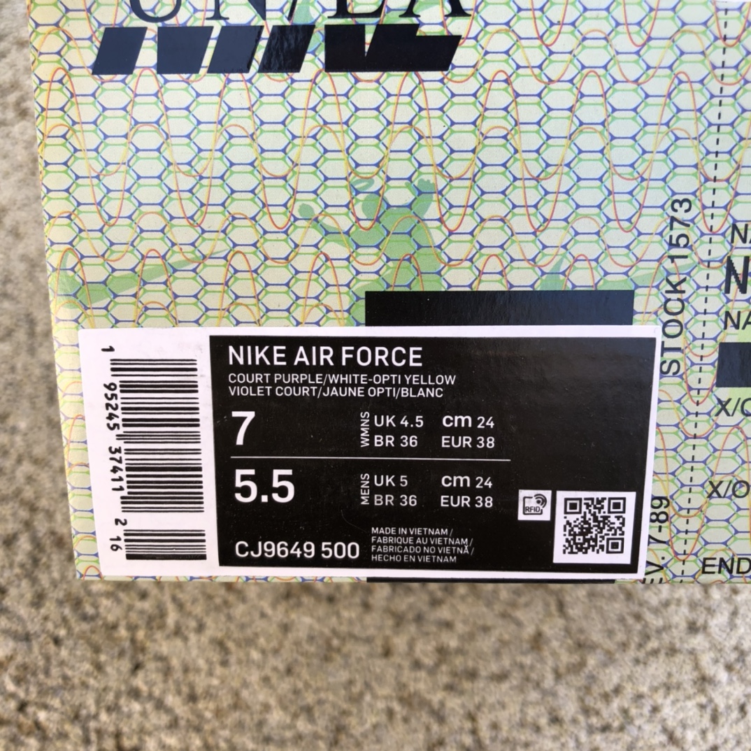 Union LA x Nike Air force1 AF1白紫缝线 联名休闲板鞋cj9649-500