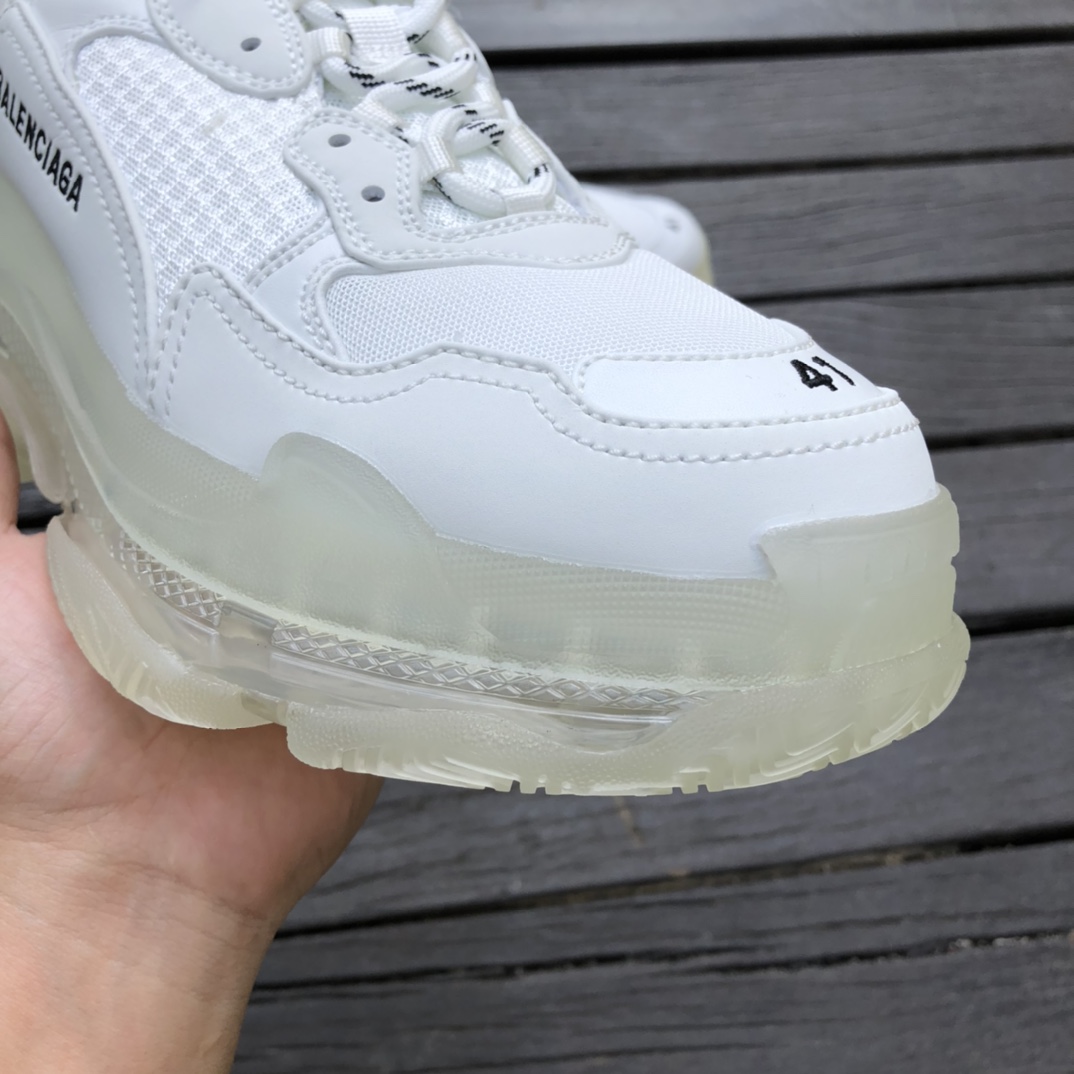 Balenciaga air cushion pure white Balenciaga Balenciaga Triple S Clear Sole non-slip wear-resistant fashion low-top dad shoes