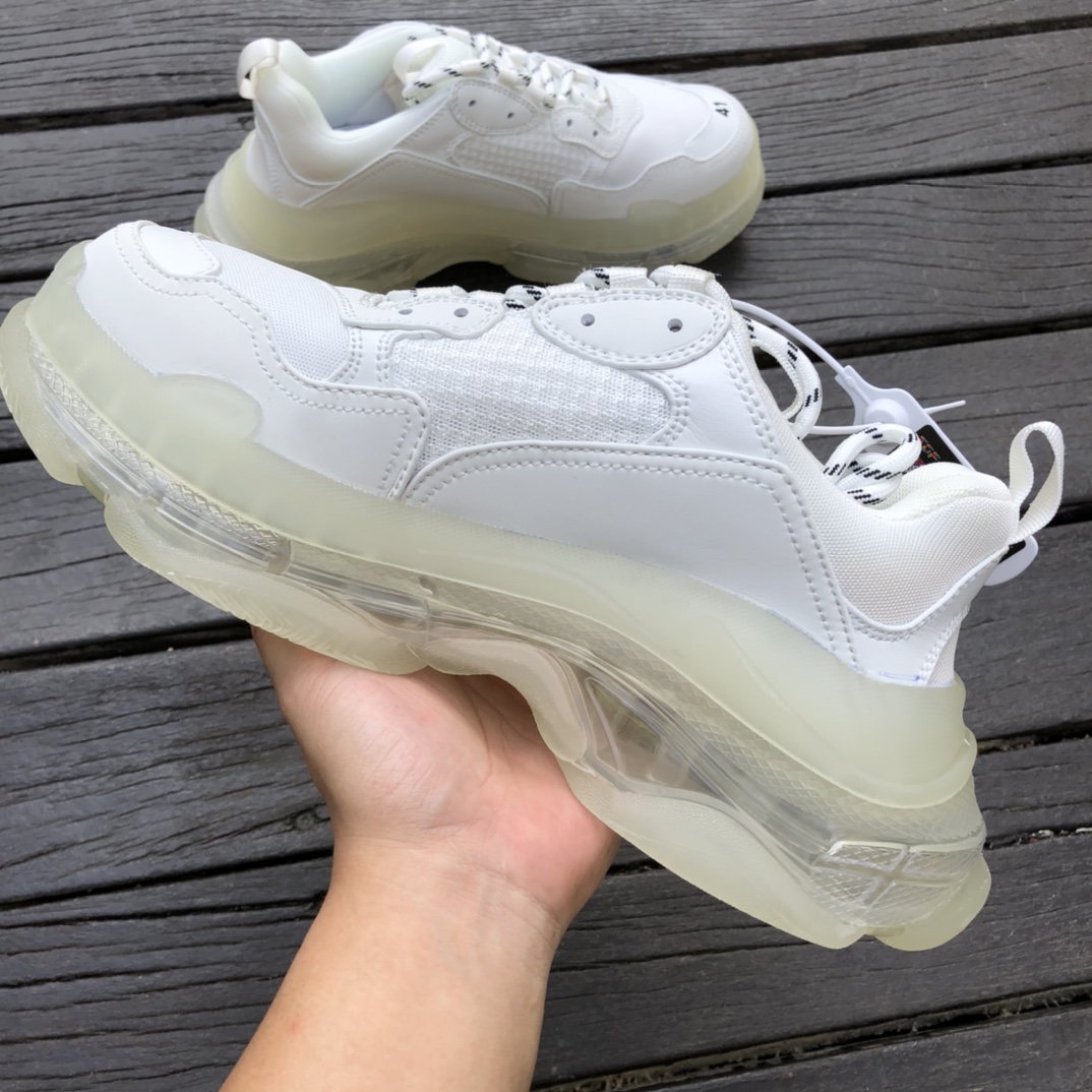 Balenciaga air cushion pure white Balenciaga Balenciaga Triple S Clear Sole non-slip wear-resistant fashion low-top dad shoes