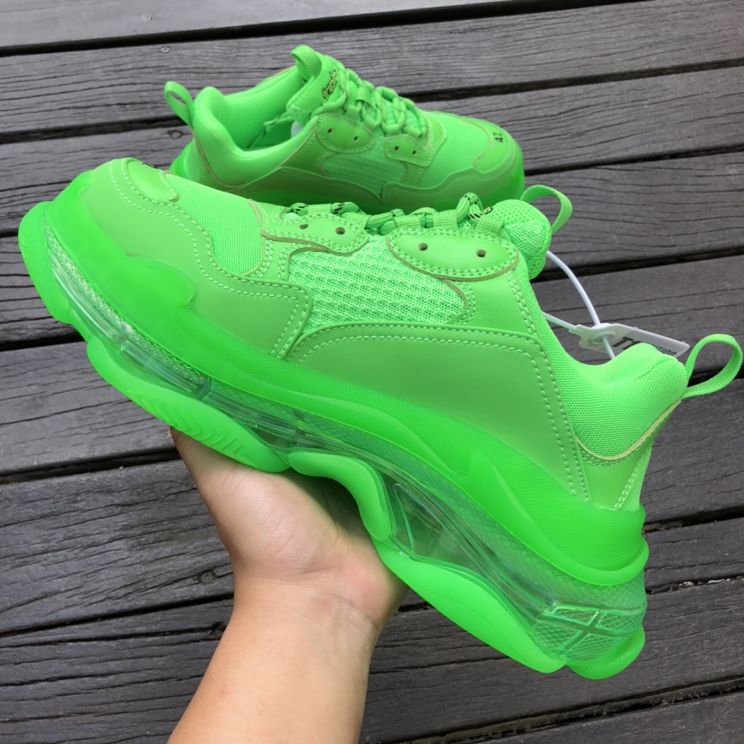 Balenciaga air cushion fluorescent green Balenciaga Balenciaga Triple S Clear Sole non-slip wear-resistant fashion low-top dad shoes