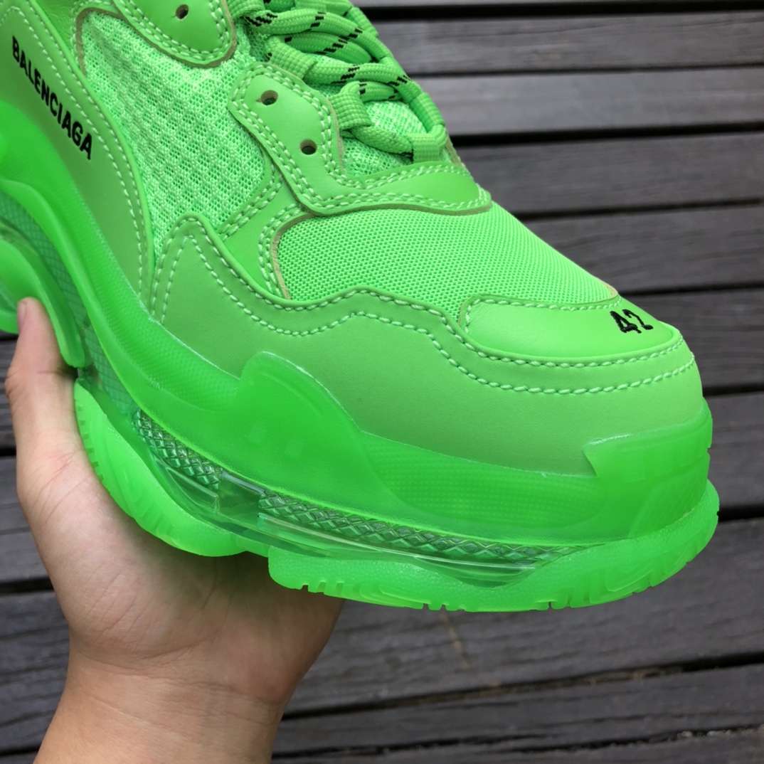 Balenciaga air cushion fluorescent green Balenciaga Balenciaga Triple S Clear Sole non-slip wear-resistant fashion low-top dad shoes