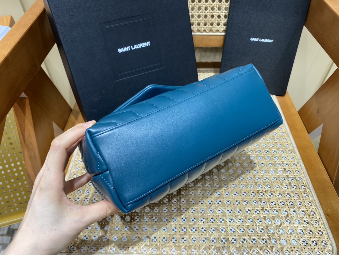 YSL LOULOU 23CM Y型绗缝链条包 494699海洋松石绿/金扣