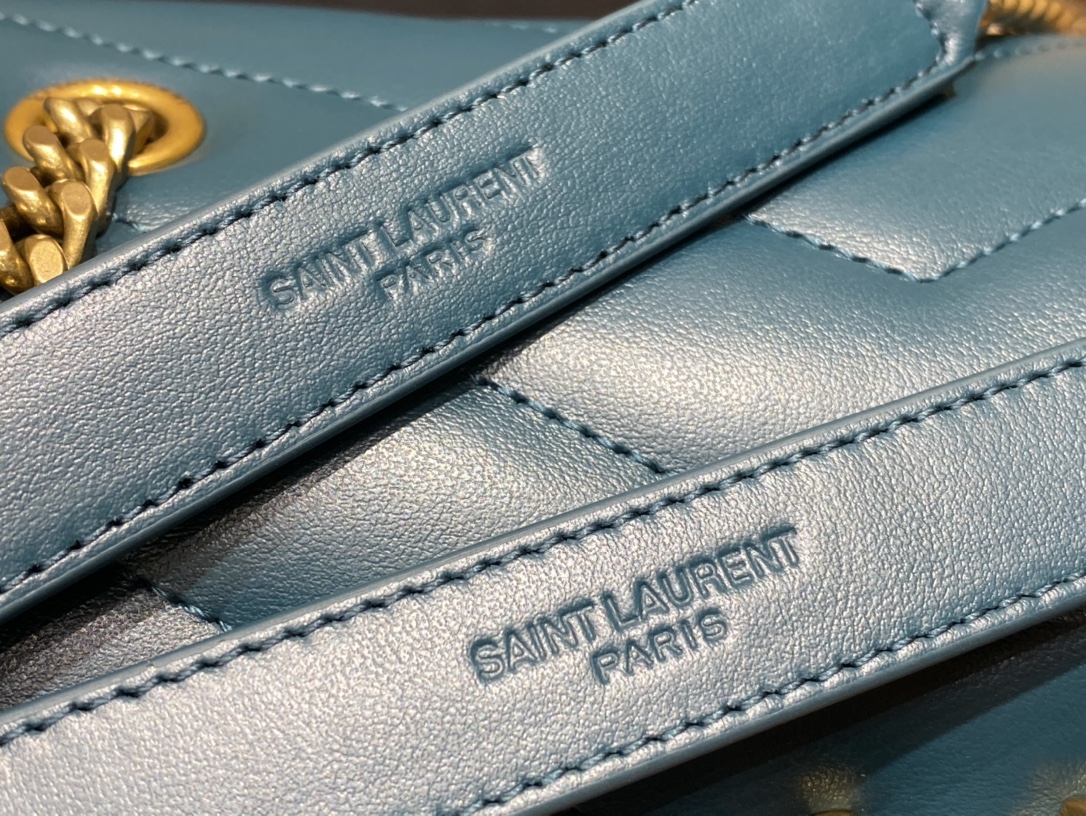 YSL LOULOU 23CM Y型绗缝链条包 494699海洋松石绿/金扣