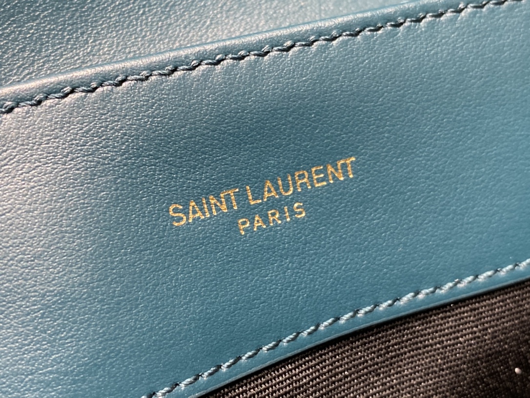 YSL LOULOU 23CM Y型绗缝链条包 494699海洋松石绿/金扣