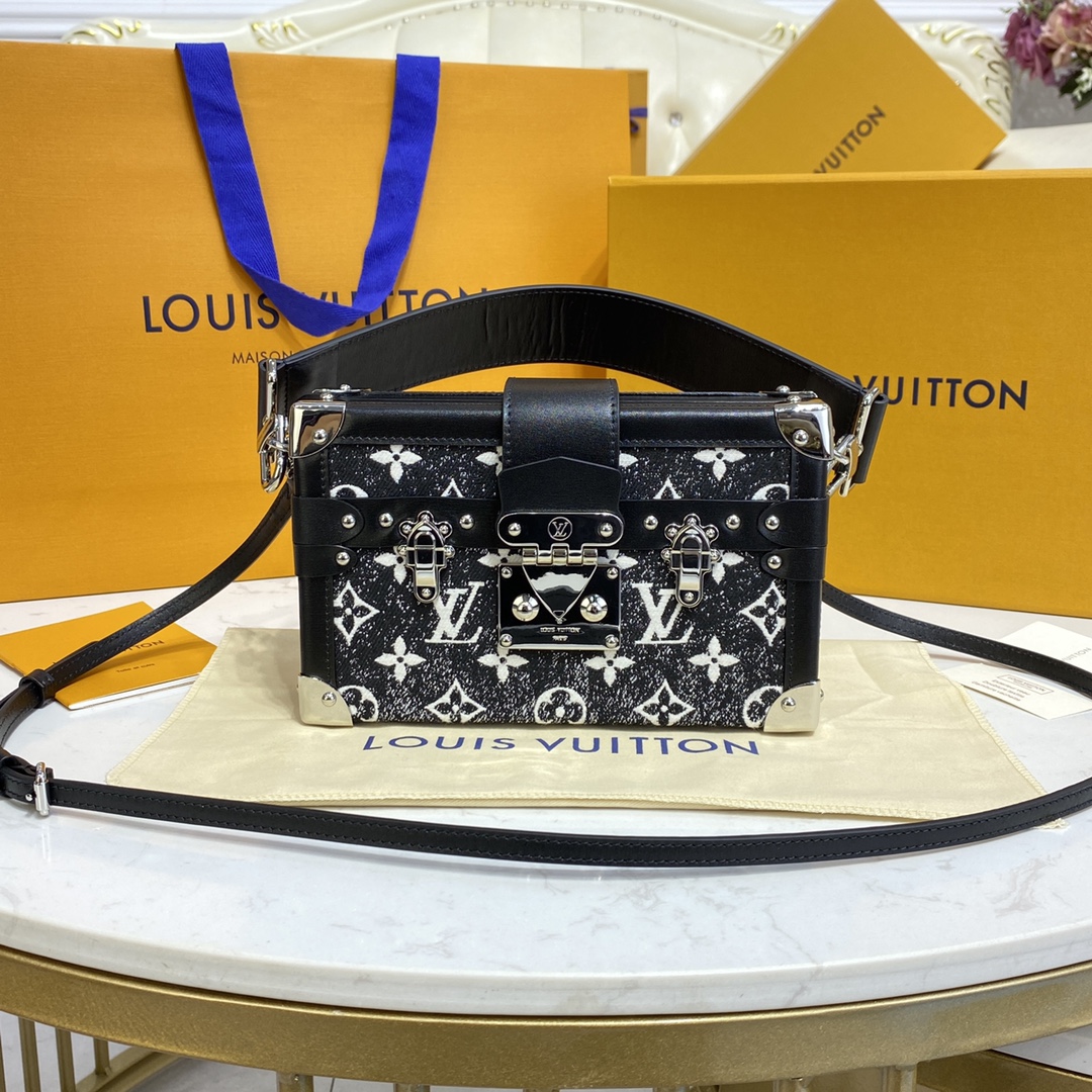 Louis Vuitton LV Petite Malle Bags Handbags Black Cowhide M59363