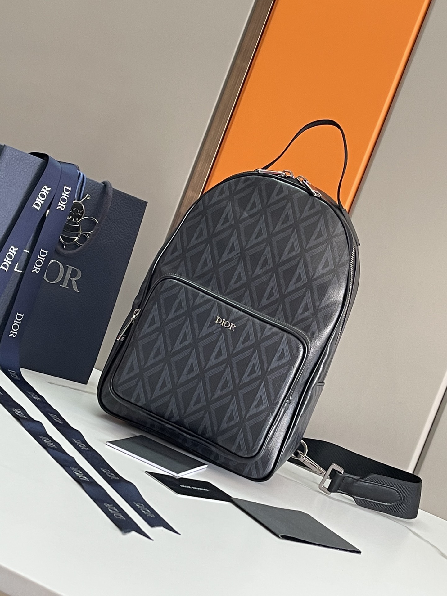 Dior Bags Backpack Replica US
 Grey Yellow Canvas Cotton Fabric Nylon Diamond