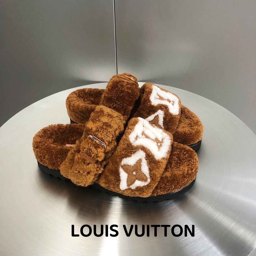 Louis Vuitton Shoes Slippers Sheepskin Wool Fall/Winter Collection