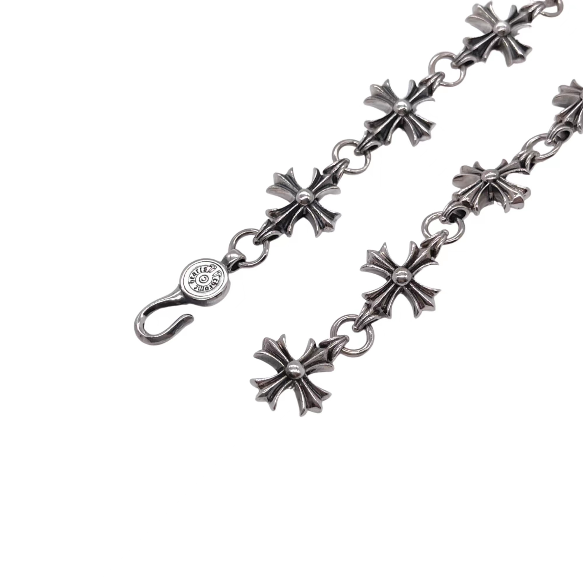 Chrome Hearts 𝐂𝐡𝐫𝐨𝐦𝐞 𝐡𝐞𝐚𝐫𝐭𝐬克罗心 九节十字架花手链