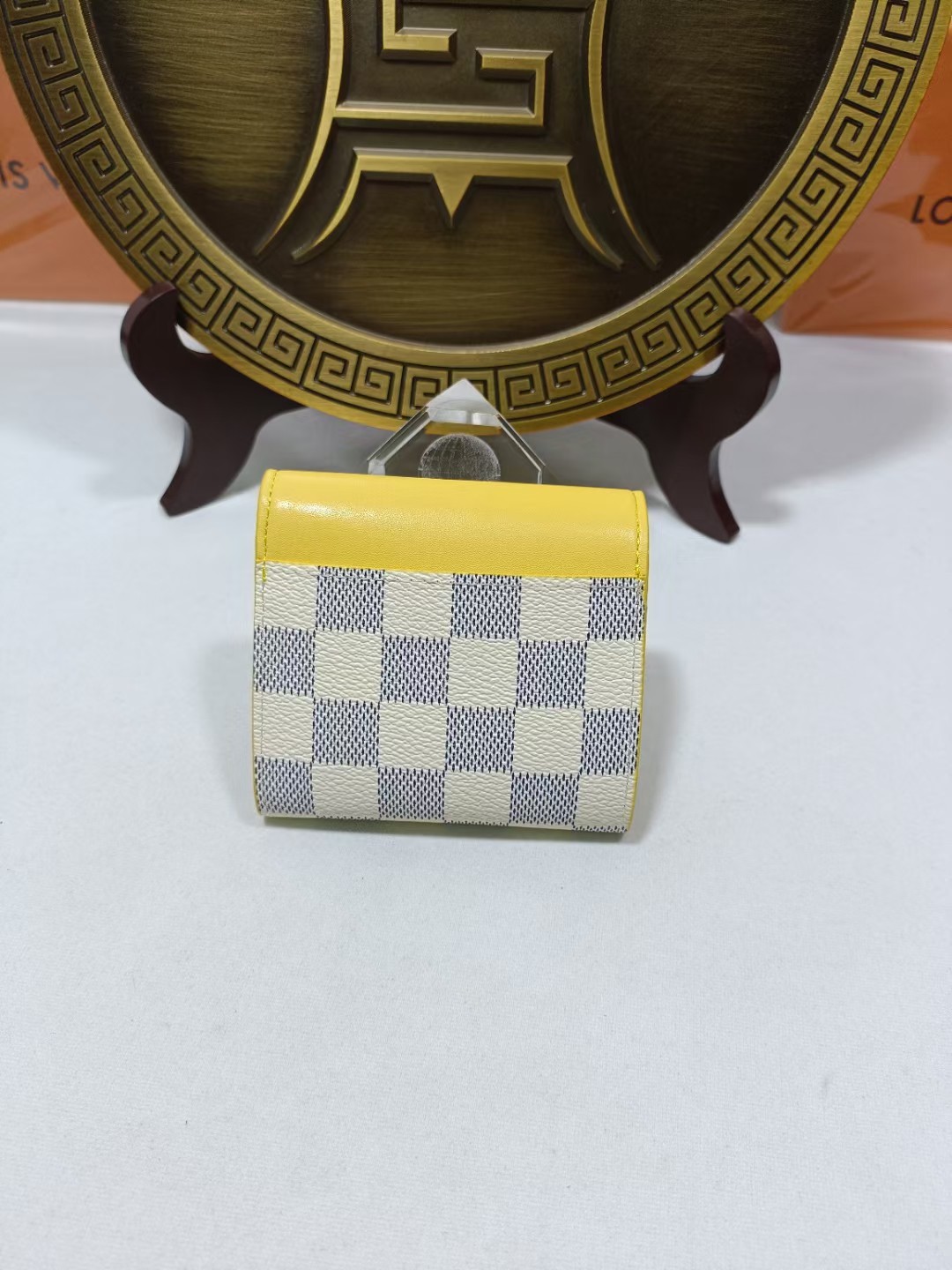 Genuine leather short wallet, back view