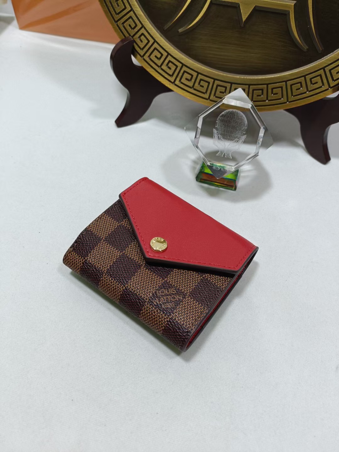 Close up of card slot of a premium leather bifold wallet