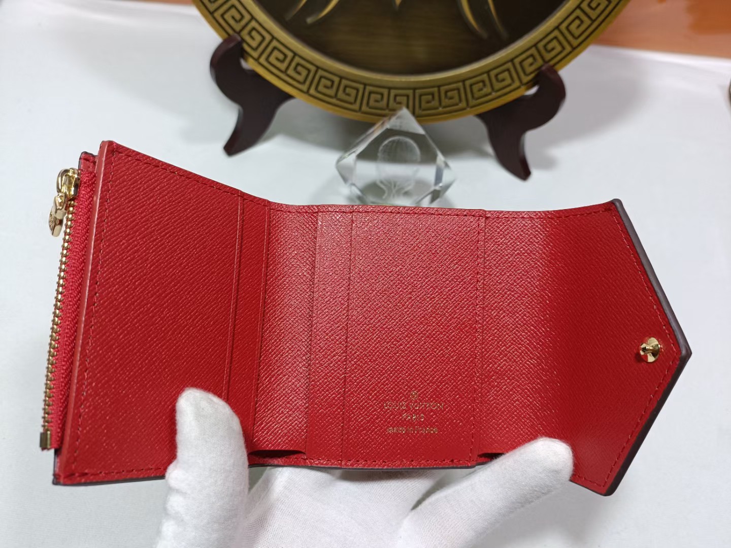 Premium Leather Bifold Wallet on a table