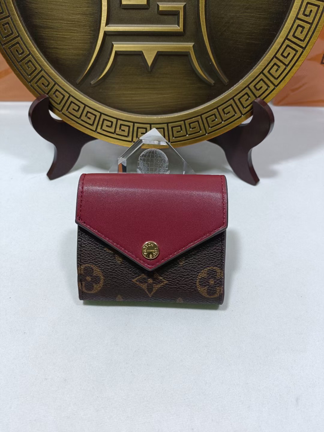 Front view of a premium leather bifold wallet