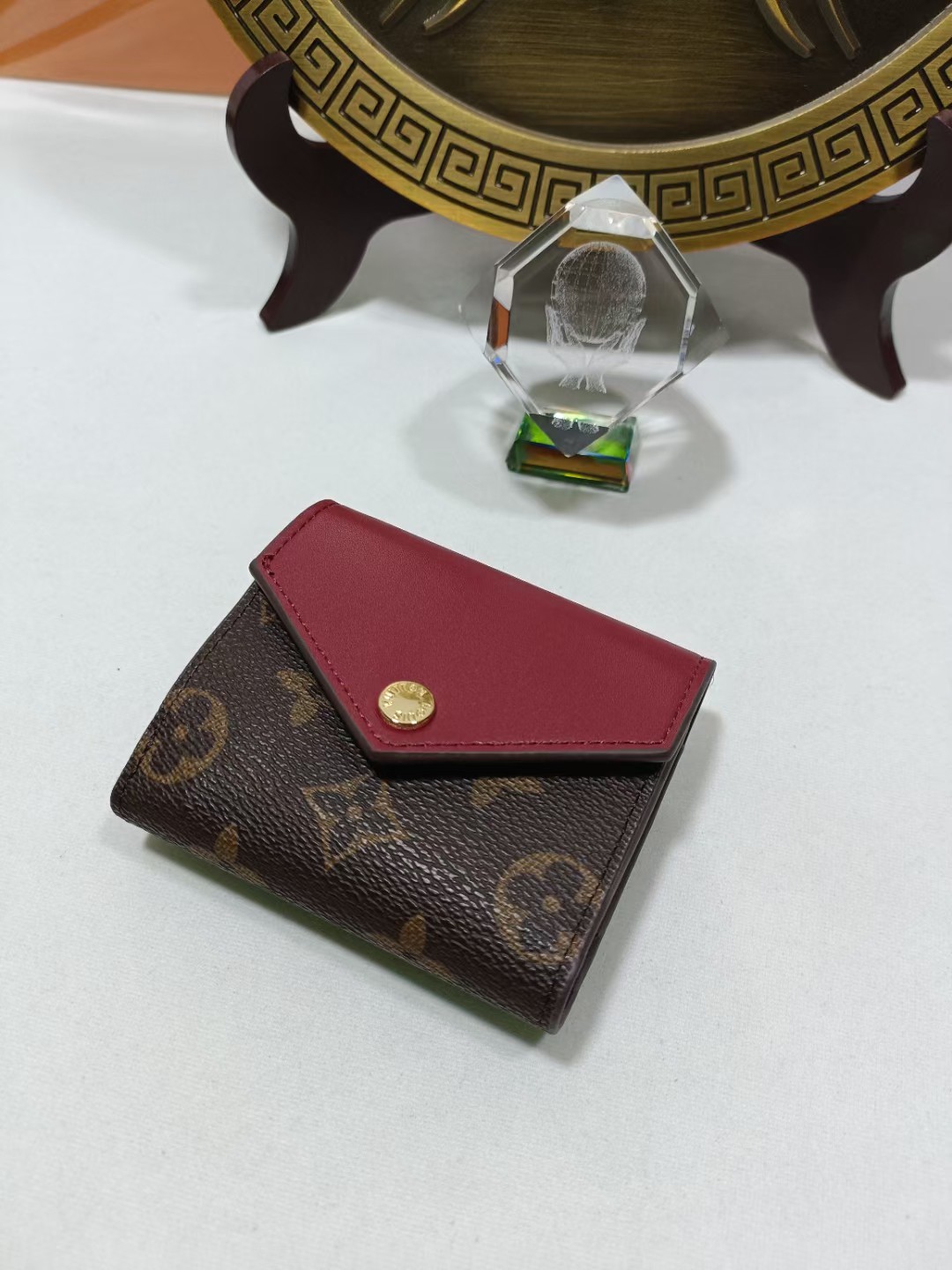 Close up of card slot of a premium leather bifold wallet